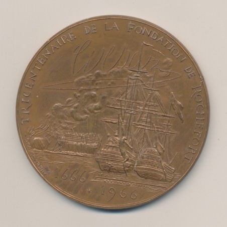 Médaille - Tricentenaire de la fondation de Rochefort - 1966 - par Corbin - bronze - 73mm - TTB+