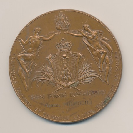 Médaille - Tricentenaire de la fondation de Rochefort - 1966 - par Corbin - bronze - 73mm - TTB+