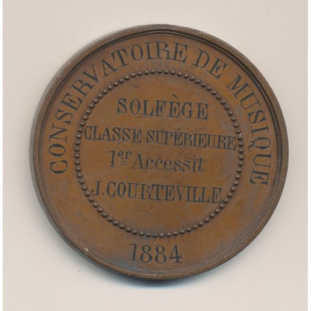 Médaille - Conservatoire de musique - Versailles - 1884 - cuivre - 51mm - TTB+