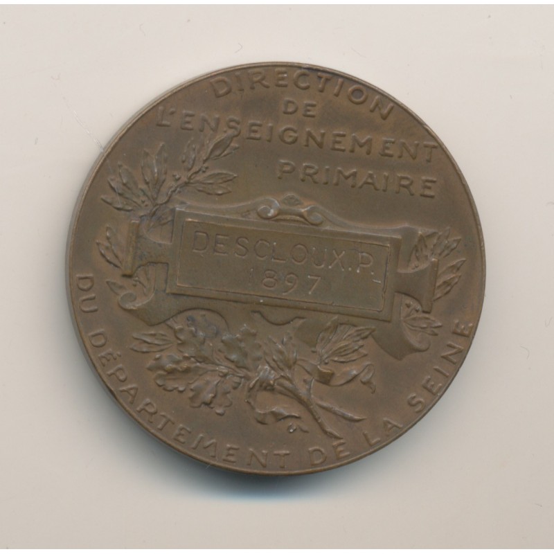 Médaille - Enseignement primaire - 1897 - bronze - 36mm - TTB