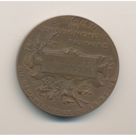 Médaille - Enseignement primaire - 1897 - bronze - 36mm - TTB