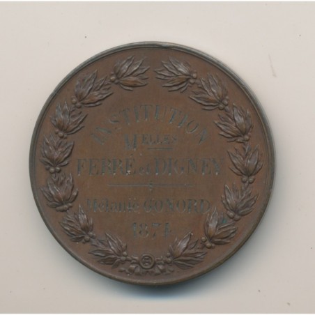 Médaille - Institution - 1874 - bronze - 37mm - TTB+