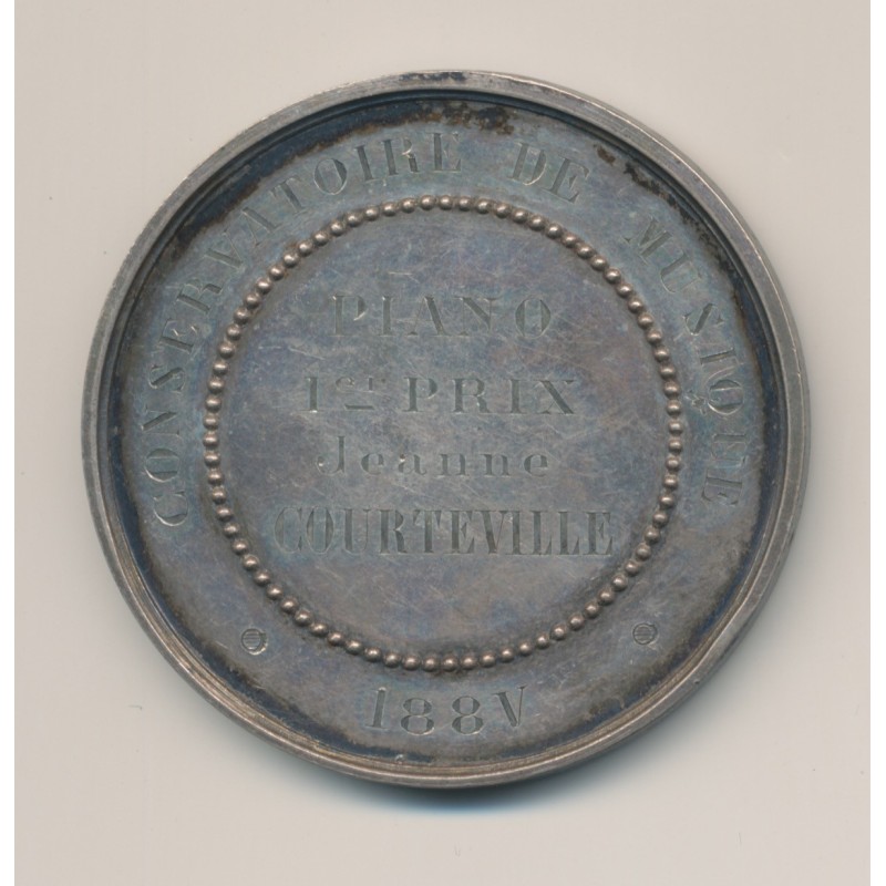 Médaille - Conservatoire musique Versailles - 1er prix de piano - 1885 - 51mm - TTB+