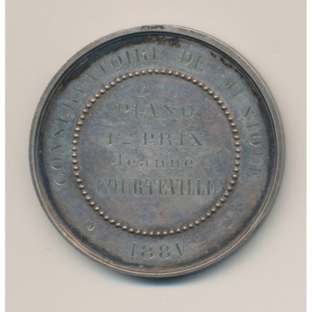 Médaille - Conservatoire musique Versailles - 1er prix de piano - 1885 - 51mm - TTB+