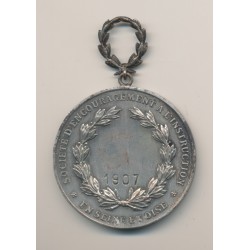 Médaille - Société d'encouragement à l'instruction - 1907 - Seine et oise - 47mm - bronze argenté - TB 2