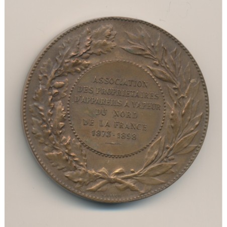 Médaille - Denis Papin - Appareil à vapeur - 1873-1898 - Borrel/Dubois - bronze - 50mm - TTB