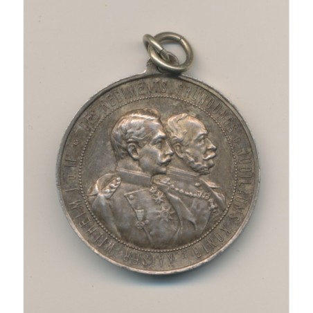Médaille - 50e anniversaire infanterie - Wilhelm I et II - argent - 33mm - SUP