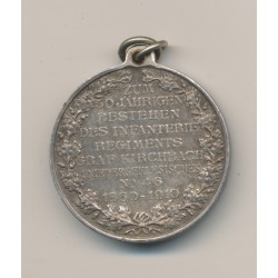 Médaille - 50e anniversaire infanterie - Wilhelm I et II - argent - 33mm - SUP 2