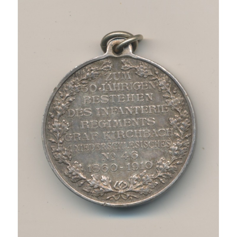 Médaille - 50e anniversaire infanterie - Wilhelm I et II - argent - 33mm - SUP