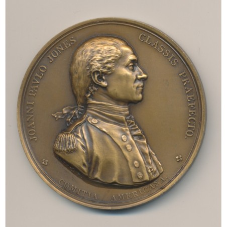 Médaille - John Paul Jones - Capture de la frégate Anglaise HMS Sérapis - 1779 - refrappe MDP - bronze - 56mm - SUP