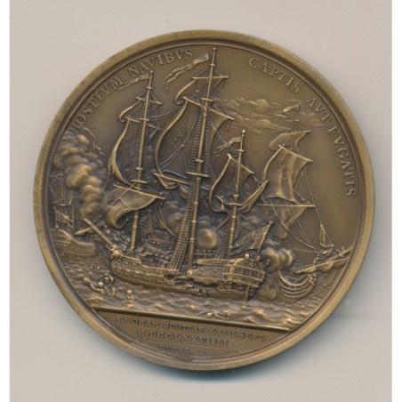 Médaille - John Paul Jones - Capture de la frégate Anglaise HMS Sérapis - 1779 - refrappe MDP - bronze - 56mm - SUP