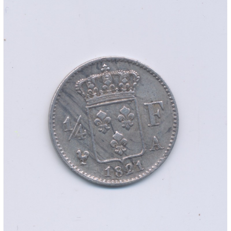 1/4 Franc - 1821 A Paris - Louis XVIII - TTB+