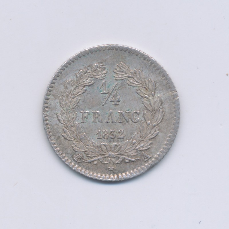 1/4 Franc - 1832 A Paris - Louis philippe I - SUP+
