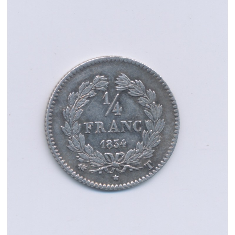 1/4 Franc - 1834 T Nantes - Louis philippe I - TTB+