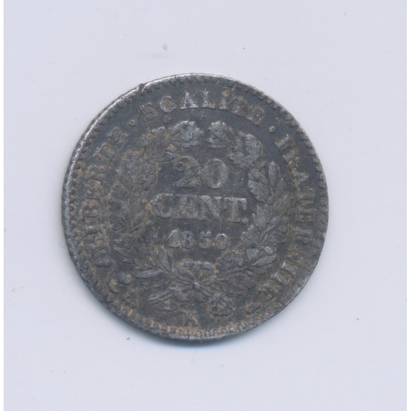 20 centimes Cérès - 1850 K Bordeaux - oreille basse - TB