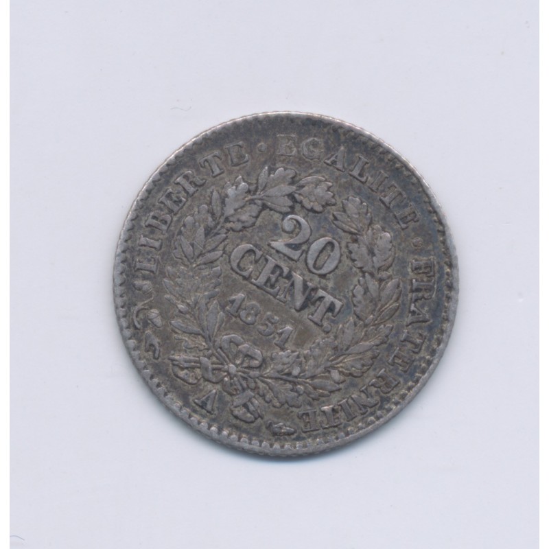 20 centimes Cérès - 1851 A Paris - TTB+