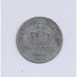 20 centimes Napoléon III - 1864 BB Strasbourg - Tête laurée - TB 2