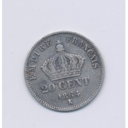 20 centimes Napoléon III - 1864 K Bordeaux - Tête laurée - TB+ 2