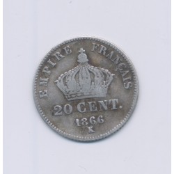 20 centimes Napoléon III - 1866 K Bordeaux - Tête laurée - TB 2