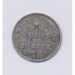 20 centimes Napoléon III - 1868 BB Strasbourg - Tête laurée - TTB 2