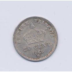 20 centimes Napoléon III - 1868 BB Strasbourg - Tête laurée - SUP 2