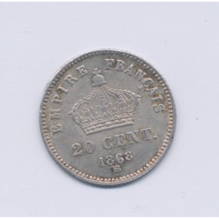 20 centimes Napoléon III - 1868 BB Strasbourg - Tête laurée - SUP