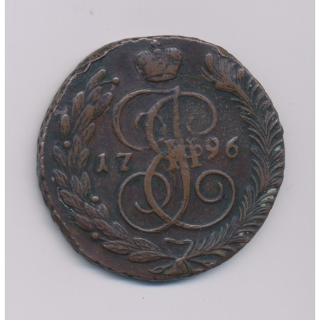 Russie - 5 Kopek - 1796 AM - Catherine II - cuivre - TTB