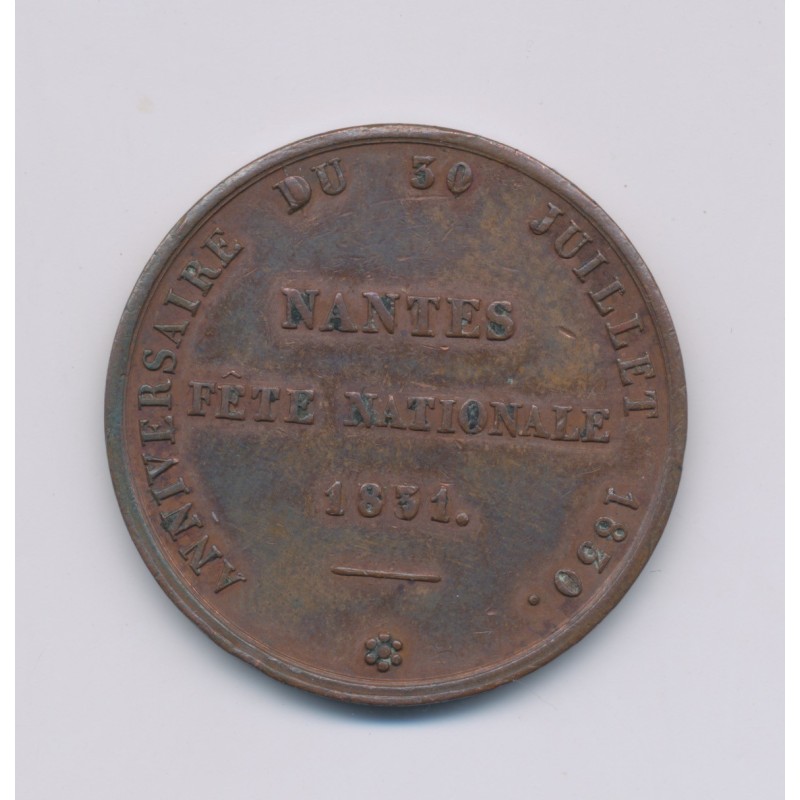 Médaille - Fête nationale 1871 - Nantes - Anniversaire du 30 juillet 1850 - cuivre - 32mm - TTB+