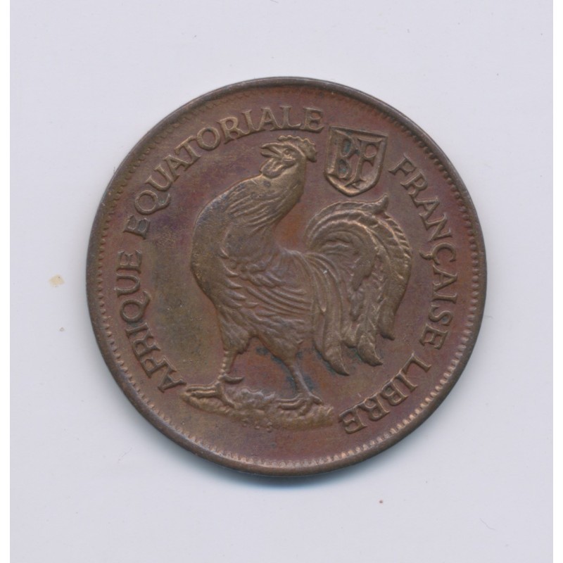 Afrique équatoriale Française libre - 1 Franc - 1943 - bronze - TTB+