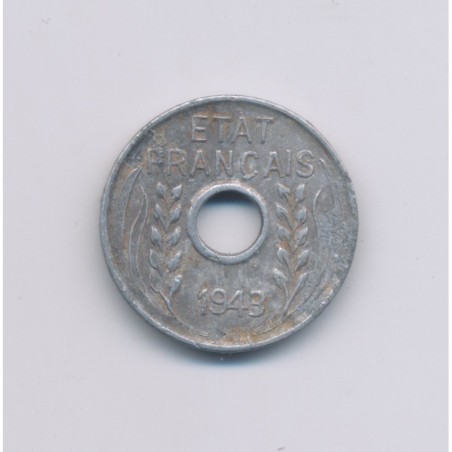 Indochine - 1 Centimes - 1943 Hanoi - aluminium - TTB