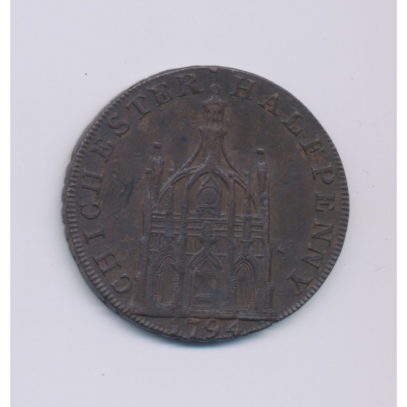 Angleterre - Token - 1/2 Penny Chichester - 1794 - cuivre - TTB