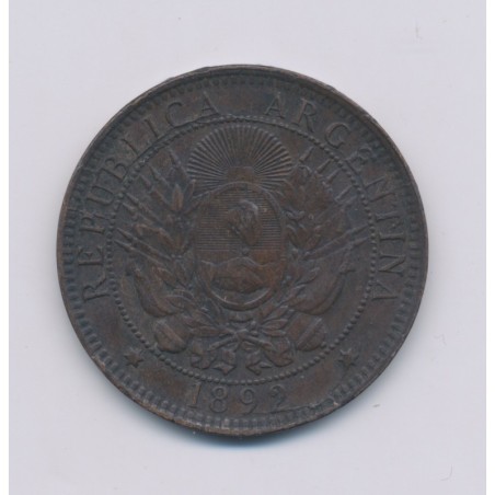 Argentine - 2 Centavos - 1892 - bronze - TTB