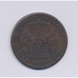 Espagne - 10 Centimos - 1879 - Alfonso XII - bronze - TB/TB+ 2