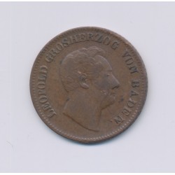 Allemagne - 1 Kreuzer 1852 - Léopold 1er - cuivre - TTB