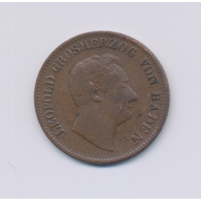 Allemagne - 1 Kreuzer 1852 - Léopold 1er - cuivre - TTB
