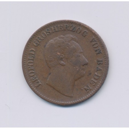 Allemagne - 1 Kreuzer 1852 - Léopold 1er - cuivre - TTB