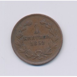 Allemagne - 1 Kreuzer 1852 - Léopold 1er - cuivre - TTB 2