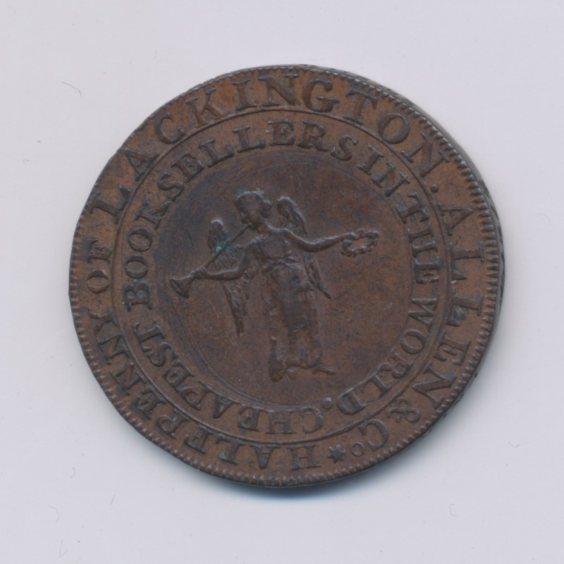 Angleterre - Token - 1/2 Penny J.Lackington - 1794 - cuivre - TTB