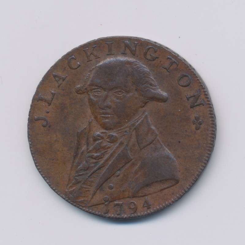 Angleterre - Token - 1/2 Penny J.Lackington - 1794 - cuivre - TTB