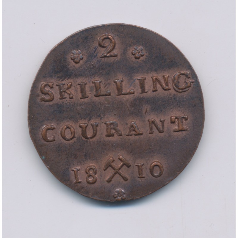 Norvège - 2 Skilling courant - 1810 - Frédéric VI - cuivre - TTB+/SUP
