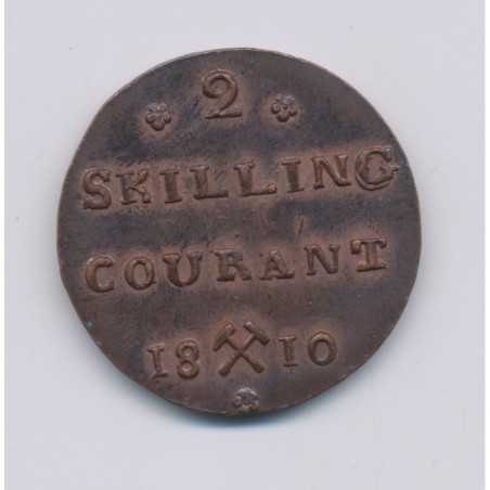 Norvège - 2 Skilling courant - 1810 - Frédéric VI - cuivre - TTB+/SUP