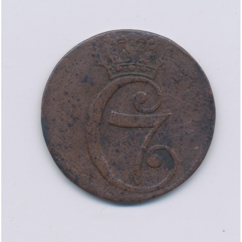 Danemark - 1/2 Skilling - 1771 KM - Christian VII - cuivre - TTB