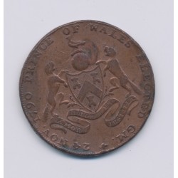 Angleterre - Token - 1/2 Penny 1790 - Franc-maçonnique - Middlesex pour élévation Prince de galles grand maitre - cuivre - TB 2