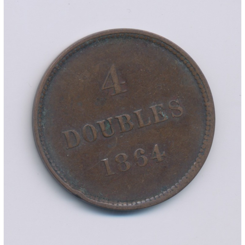 Guernesey - 4 Doubles - 1864 - bronze - TB/TTB