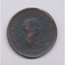 Angleterre - George III - 1/2 Penny 1806 - cuivre - B/TB