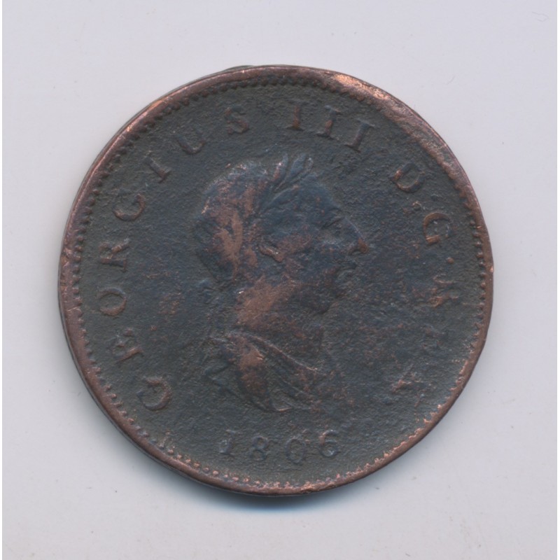 Angleterre - George III - 1/2 Penny 1806 - cuivre - B/TB