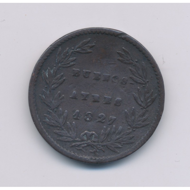 Argentine - 5/10 Real - 1827 - Buenos Aires - cuivre - B/TB