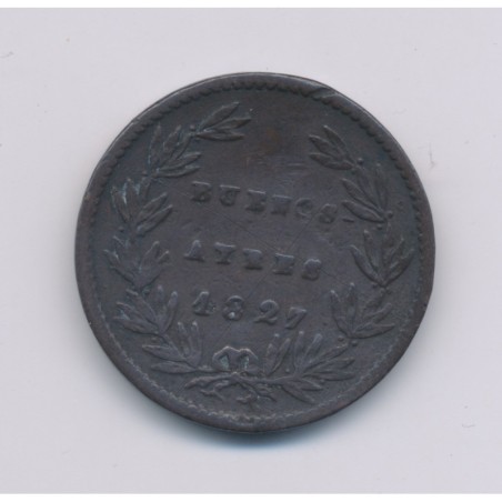 Argentine - 5/10 Real - 1827 - Buenos Aires - cuivre - B/TB