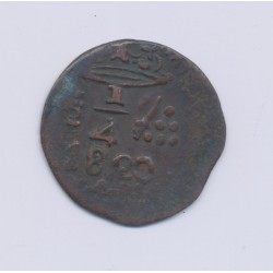 Colombie - 1/4 Real - 1820 - Santa Marta - cuivre - TB