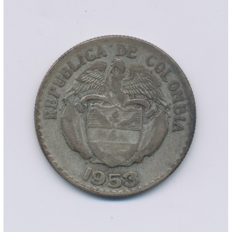 Colombie - 20 Centavos - 1953 B - argent - TB